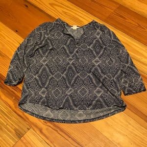 H&M blue/ white top 3 buttons on front Sz M